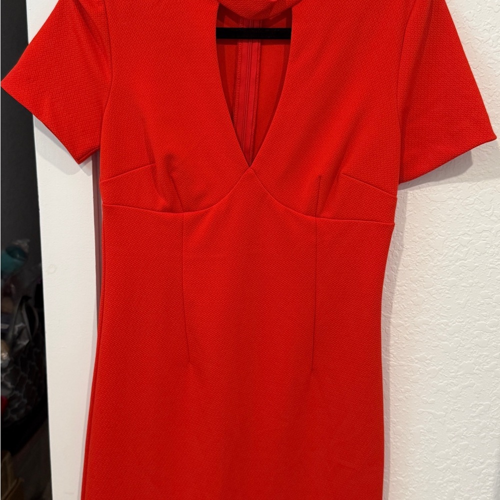 Trina Turk Red V-Neck Sheath Mini Dress